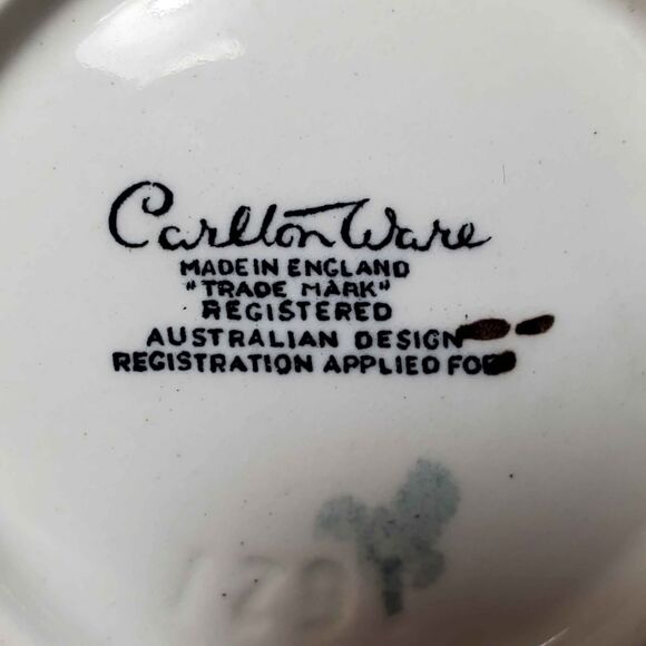 Carlton Ware Small Green Leaf Dish Pink Flower Vintage - Picture 7 of 8